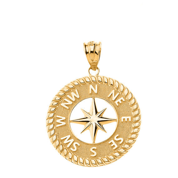 Gold Navigation Compass Pendant Necklace (Available in Yellow/Rose/White Gold)