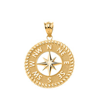 Gold Navigation Compass Pendant Necklace (Available in Yellow/Rose/White Gold)