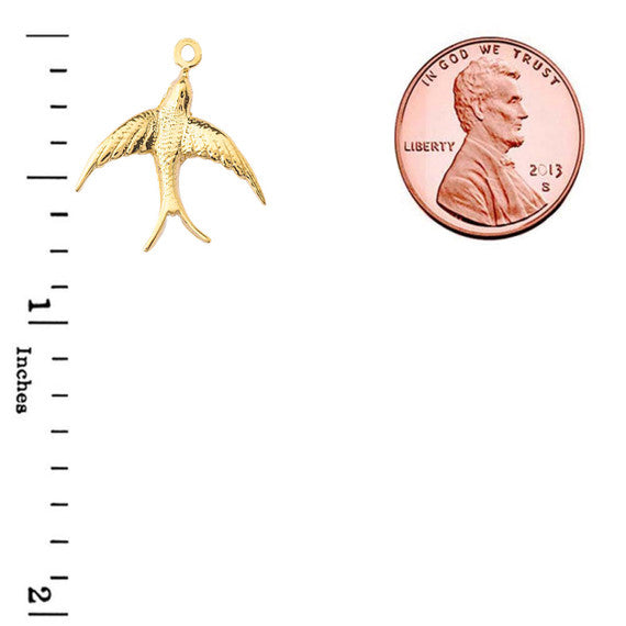 Gold Bird Fish Hook Earrings (Available in Yellow/Rose/White Gold)