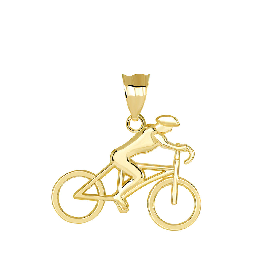 Gold Cyclist Sports Pendant Necklace (Available in Yellow/Rose/White Gold)