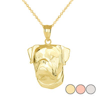 American Bulldog Head Pendant Necklace in Gold (Available in Yellow/Rose/White Gold)