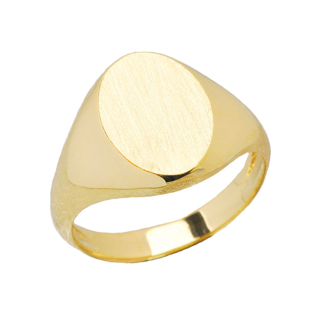 Gold Men's Engravable Oval Signet Ring (Available in Yellow/Rose/White Gold)