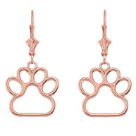 Dainty Dog Paw Print LeverBack Earring (Available in Yellow/Rose/White Gold)
