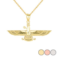 Gold Faravahar Persian Zoroastrian Pendant Necklace (Available in Yellow/Rose/White Gold)
