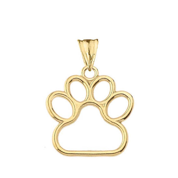 Solid Gold Dainty Dog Paw Print Pendant Necklace(Available In Yellow/Rose/White Gold) (0.80'')