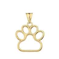 Solid Gold Dainty Dog Paw Print Pendant Necklace(Available In Yellow/Rose/White Gold) (0.80'')