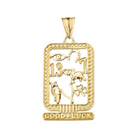 Solid Gold Ancient Egyptian Good Luck Cartouche Pendant (Available in Yellow/Rose/White Gold)