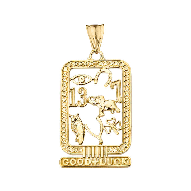 Solid Gold Ancient Egyptian Good Luck Cartouche Pendant (Available in Yellow/Rose/White Gold)