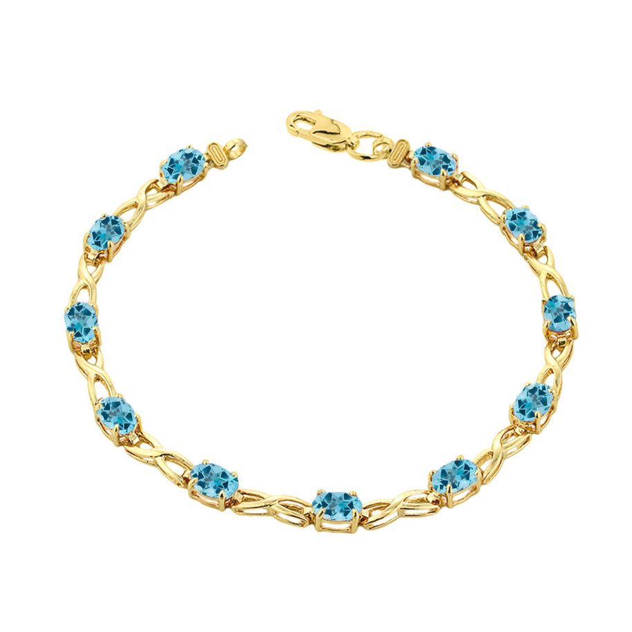 Yellow Gold Personalized Oval Birthstone Infinity Bracelet