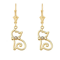 Openwork Diamond Cat Leverback Earring (Available in Yellow/Rose/White Gold)