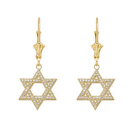 Yellow Gold Diamond Jewish Star Of David Earrings(Available in Yellow/Rose/White Gold)