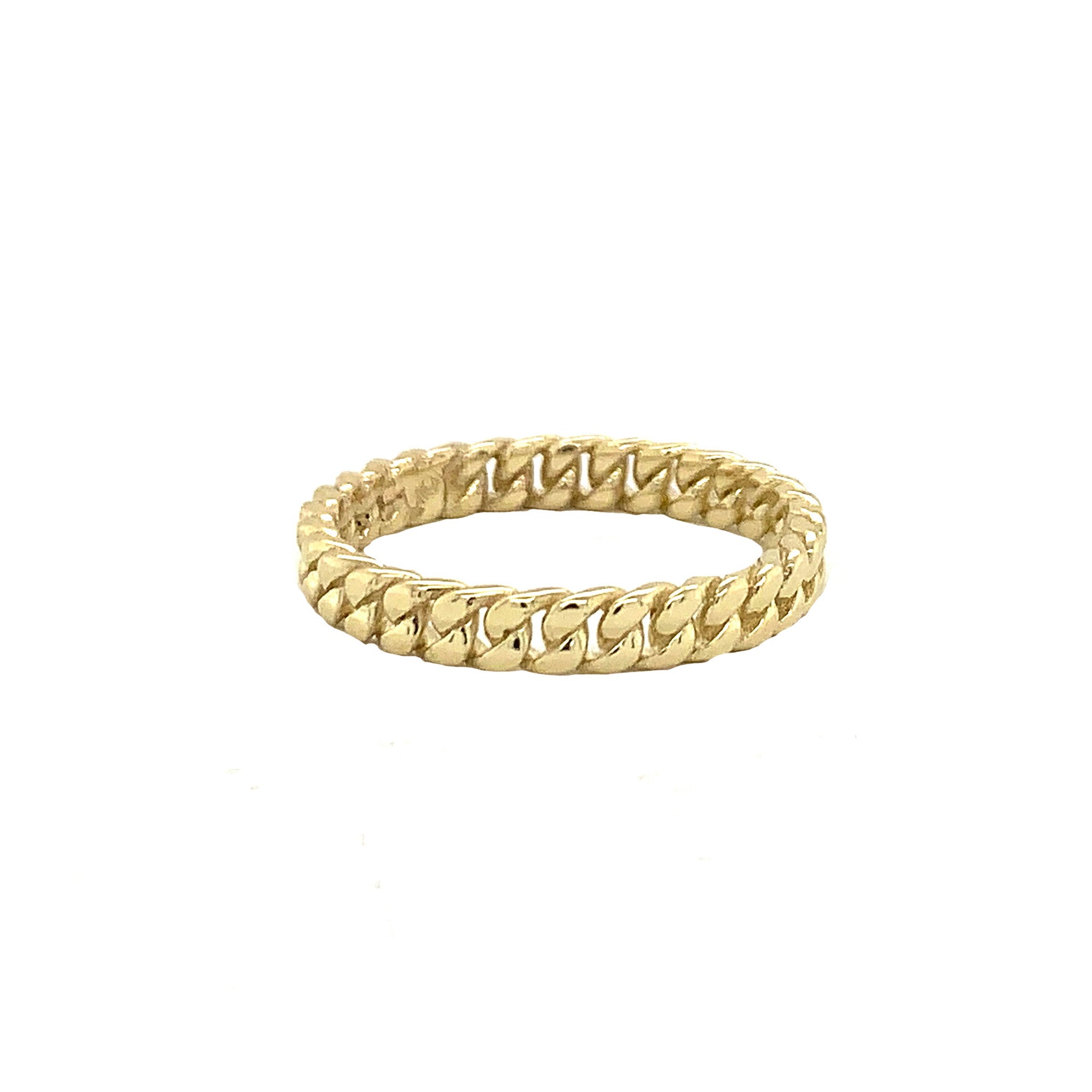 3mm Gold Cuban Link Chain Ring (Available in Yellow Gold, Rose Gold, White Gold)