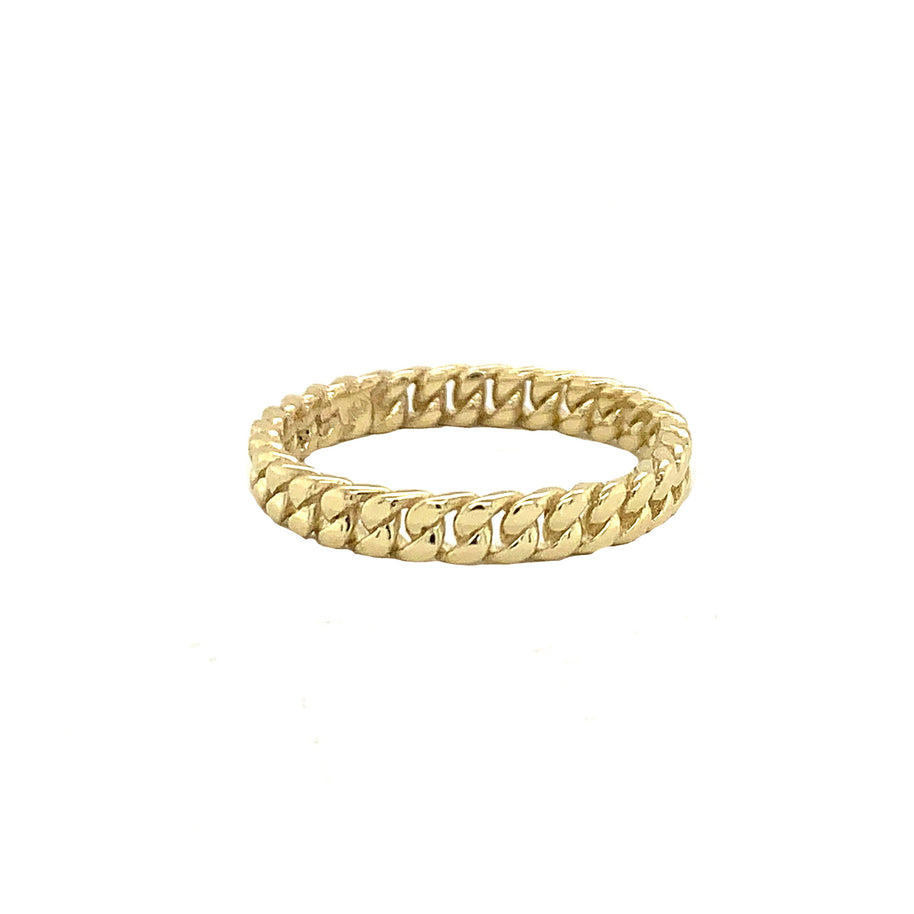 3mm Gold Cuban Link Chain Ring (Available in Yellow Gold, Rose Gold, White Gold)