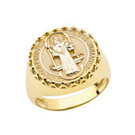 Gold Men's Saint Benedict Ring (Available in Two-Tone/Yellow/Rose/White Gold)