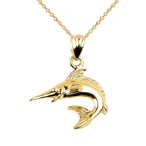Gold Swordfish Charm Pendant(Available in Yellow/Rose/White)