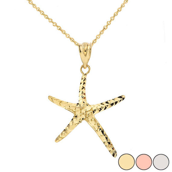 Gold Starfish Pendant Necklace (Available in Yellow/Rose/White)