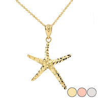 Gold Starfish Pendant Necklace (Available in Yellow/Rose/White)