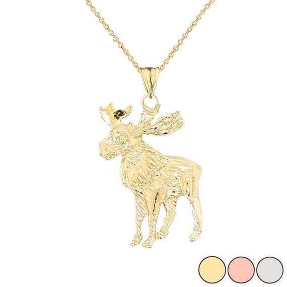 Moose Pendant Necklace In Gold (Yellow/Rose/White)