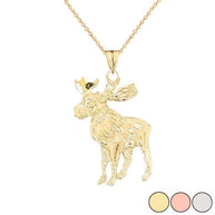 Moose Pendant Necklace In Gold (Yellow/Rose/White)