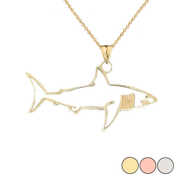 Shark Cut Out Pendant Necklace In Gold (Yellow/Rose/White)