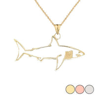 Shark Cut Out Pendant Necklace In Gold (Yellow/Rose/White)