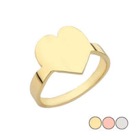Gold Heart Shape Signet Ring (Available in Yellow/Rose/White Gold)