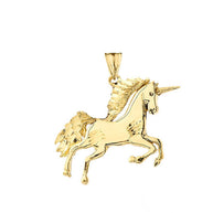 Gold Unicorn Pendant Necklace (Available in Yellow/Rose/White/Two Tone Gold)