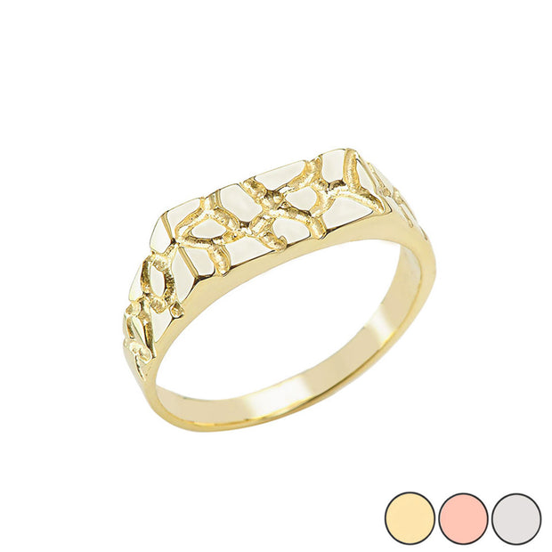 10K/14K Gold Nugget Ring - Men's Pinky Ring (Available in Yellow Gold, Rose Gold, White Gold)