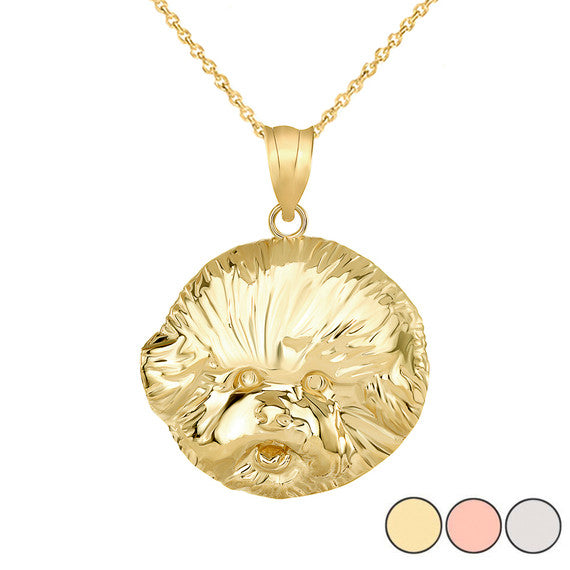 Bichon Frise Dog Head Pendant Necklace in Gold (Available in Yellow/Rose/White Gold)