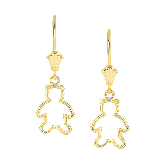 Dainty Teddy Bear Leverback Earrings(Available in Yellow/Rose/White Gold)