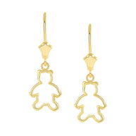 Dainty Teddy Bear Leverback Earrings(Available in Yellow/Rose/White Gold)