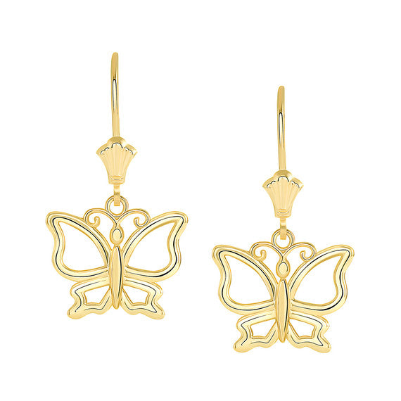 Butterfly Leverback Earrings(Available in Yellow/Rose/White Gold)