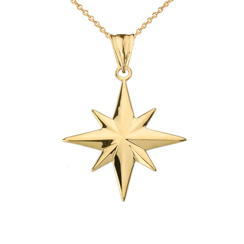 Solid Gold North Star Pendant Necklace (Available in Yellow/Rose/White Gold)