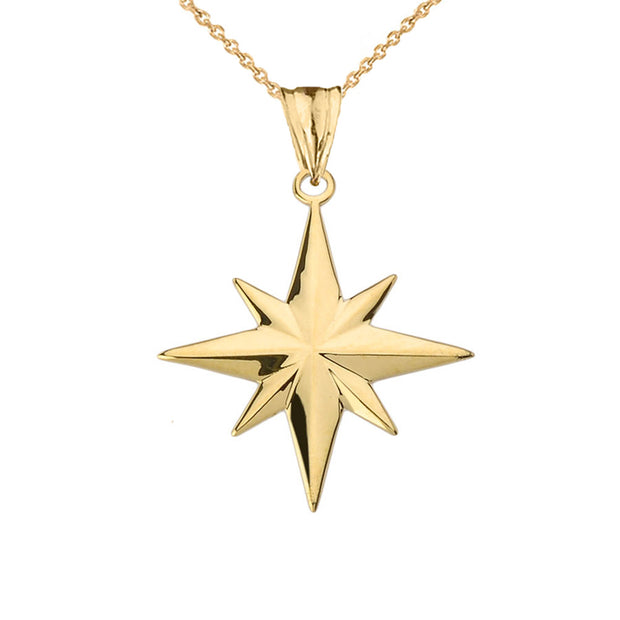 Solid Gold North Star Pendant Necklace (Available in Yellow/Rose/White Gold)