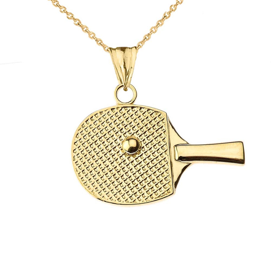 Gold Table Tennis Racket Pendant Necklace(Available In Yellow/Rose/White Gold)