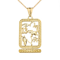 Solid Gold Ancient Egyptian Good Luck Cartouche Pendant (Available in Yellow/Rose/White Gold)