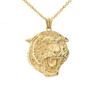 Solid Gold Bold Jaguar Statement Pendant Necklace (Available in Yellow/Rose/White Gold)