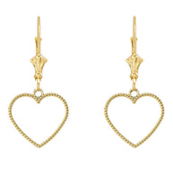 Two Sided Beaded Open Heart Earrings (Available in Yellow/Rose/White Gold)