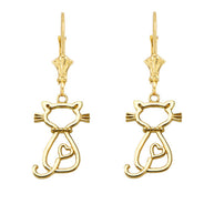 Openwork Backwards Cat Leverback Earring (Available in Yellow /Rose /White Gold)