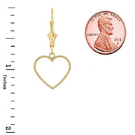Two Sided Beaded Open Heart Earrings (Available in Yellow/Rose/White Gold)