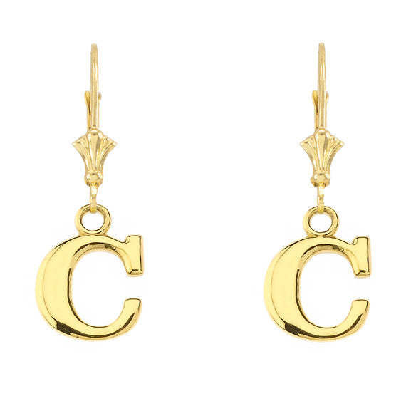 Initial Earrings in 14K (Available in Yellow/Rose/White Gold)