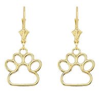 Dainty Dog Paw Print LeverBack Earring (Available in Yellow/Rose/White Gold)