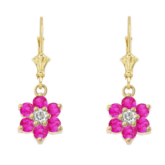 Dainty Milgrain Flower Personalized Birthstone Earring In 10K Gold