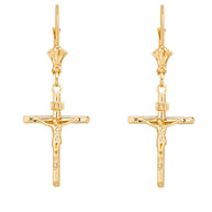 Gold Jesus Christ Cross INRI Crucifix Earrings(Available in Yellow/Rose/White Gold)