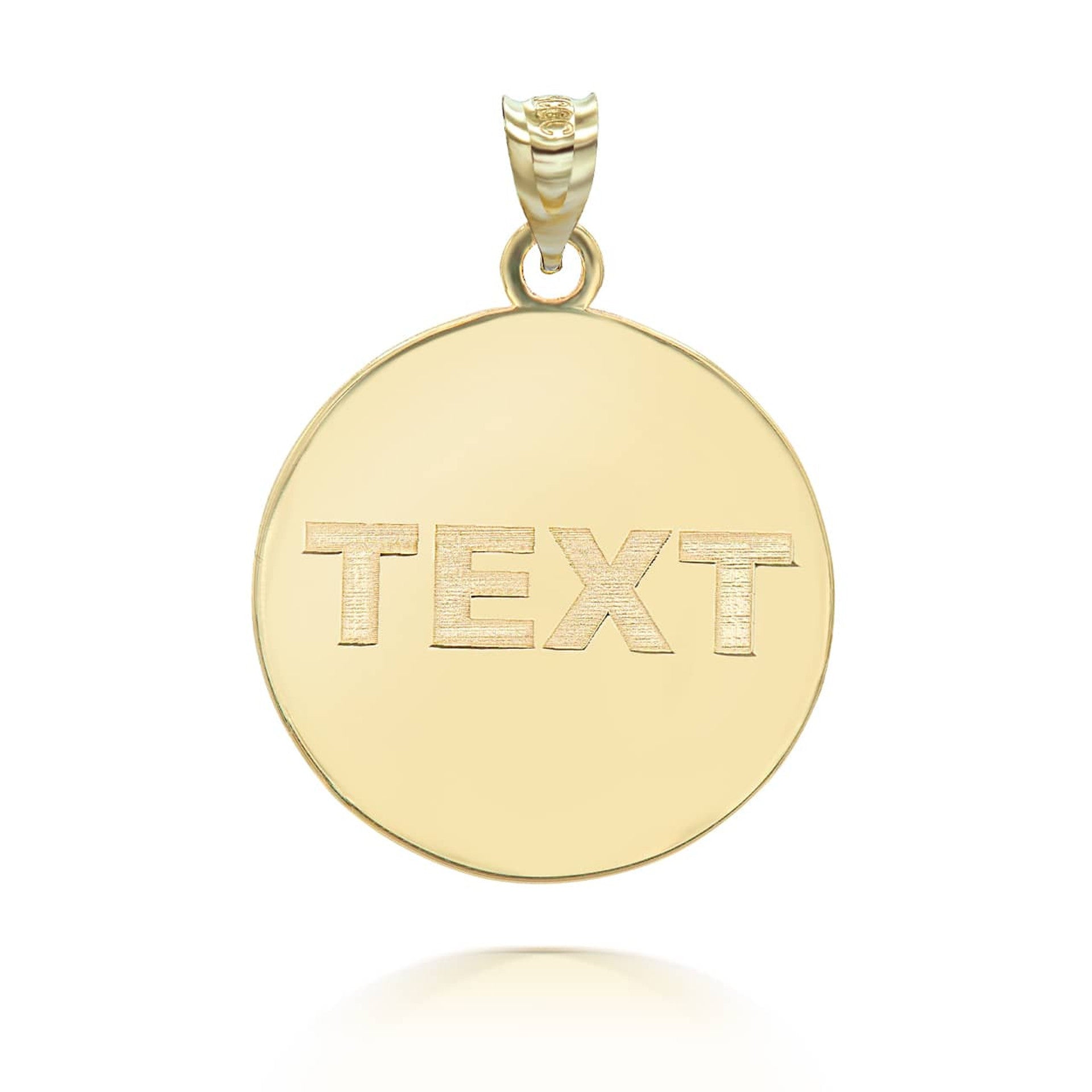 Gold Custom Satin Finish Zodiac Sign Engravable Coin Pendant Necklace (Available in Yellow/Rose/White Gold)