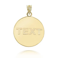 Gold Custom Satin Finish Zodiac Sign Engravable Coin Pendant Necklace (Available in Yellow/Rose/White Gold)