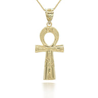 Gold Egyptian Ankh Cross Pendant Necklace (Available in Yellow/Rose/White Gold)