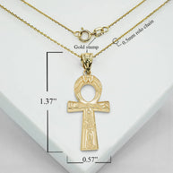 Gold Egyptian Ankh Cross Pendant Necklace (Available in Yellow/Rose/White Gold)