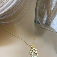 Gold Dog Paw Print Pendant Necklace(Available In Yellow/Rose/White Gold)