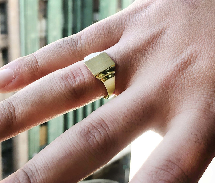 Gold Engravable Men's Signet Ring (Available in Yellow/Rose/White Gold)